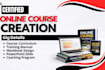 create online course content, course curriculum, workbook, video course and lms