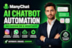 automate instagram dm, ai chatbot, workflow, whatsapp using manychat