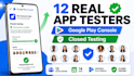 provide 12 app tester google play mobile app testing for play console