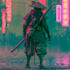 cyberpunk samurai street warrior art desing