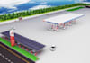 ev charging station 3d visualization,solar rooftop,waiting lounge,car services