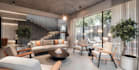 elevate3d aesthetic villa facade,landscape integration,indoor living area,corona