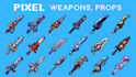 do 8bit 16bit pixel art assets pixel icons items objects weapon props sprites