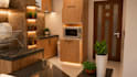design a functional kitchen interior with smart storage solutions