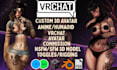 create custom anime humanoid vrchat avatar vrc avatar nsfw 3d model vr character