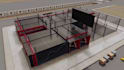create cinematic 3d construction animation, building sequence and site logistics