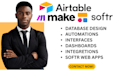 build  custom airtable database, makecom automation, n8n integration