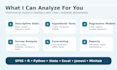 do statistical data analysis using spss, r, python, stata and excel