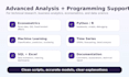do python, r, econometrics, statistics and data science projects