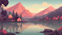 draw a flat vector landscape illustration