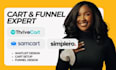 setup thrivecart online course, samcart checkout page and simplero sales funnel