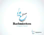 create jump smash badminton silhouette logo design