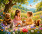 create whimsical children book illustrations