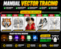 manually vector trace, convert logo or image to clean vector