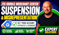 fix google merchant center suspension and misrepresentation