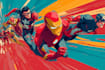 illustrate professional comic book superhero scenes