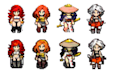 draw pixel art character sprite sheet animation hits pixel asset 8bit tileset