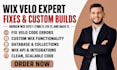 design fix your wix velo, corvid, code errors and build custom wix functionality