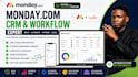 monday com crm workflow expert sales pipeline dashboard, zapier automation setup