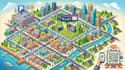 design interactive downtown parking walking route qr code event dining city maps