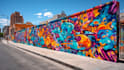 paint graffiti art on the street wall