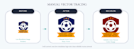 manually vector trace, redraw logo, jpg, png, or image to vector