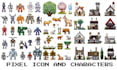 pixel game character, character sprite, game sprite, nsfw pixel, sprite sheet