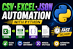 automate CSV, excel, json data processing using python