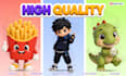 create cute 3d character, mascot and cartoon models for animation