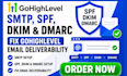 setup and fix gohighlevel SMTP spf dkim dmarc gohighlevel email deliverability
