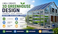 create 3d greenhouse, solar panel, cool pad, hydroponic lightning, irrigation