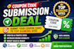 do coupon code submission, coupon code promotion to 150 popular deal sites