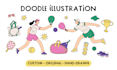create custom doodle illustration, character, mascot