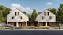 residential house development,modern townhouse,google earth map to site  render