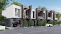 modern townhouse development, apartment building layout,urban environment render