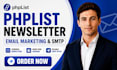 setup phplist newsletter email marketing smtp