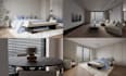 create photorealistic 3d bedroom bathroom living room render