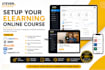 setup elearning online course on talentlms, graphy moodle lms,h5p and learnworld