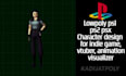 do retro ps1 psx n64 3d lowpoly character for indie game, vtuber, loop animation