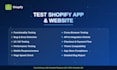 test your shopify website, shopify app for bugs, functionality, and performance