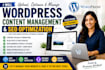 upload, format, optimize SEO, and manage your wordpress website