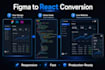 convert your design to react or nextjs frontend