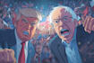 create satirical political cartoon illustrations