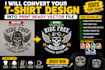 upscale image, vector trace logo and t shirt to print ready