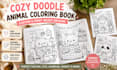 create cozy animal coloring page, doddle for amazon KDP