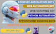 do custom browser automation, python automation and web automation bot, ai bot