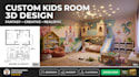 do realistic 3d kids room design and interior visualization