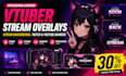 design vtuber stream overlays, stream backgrounds, twitch and youtube banners