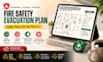 create fire escape plan, emergency map and safety signage