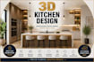 design 3d kitchen, modern kitchen interior and 3d rendering using 2020 software